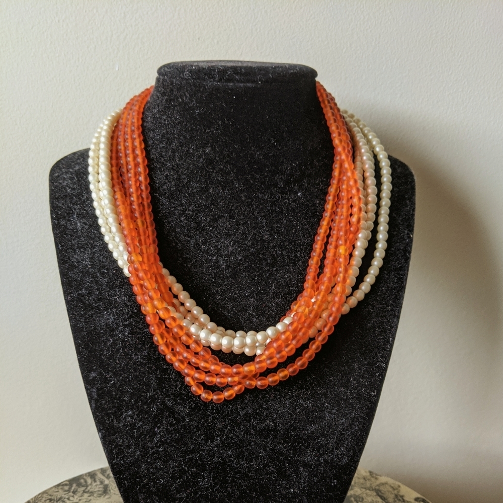 Orange and Pearl Necklace
